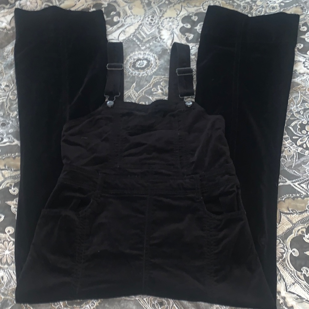 Anthropologie Pilcro and the Letterpress black velvet overalls SZ 29 - Picture 2 of 9